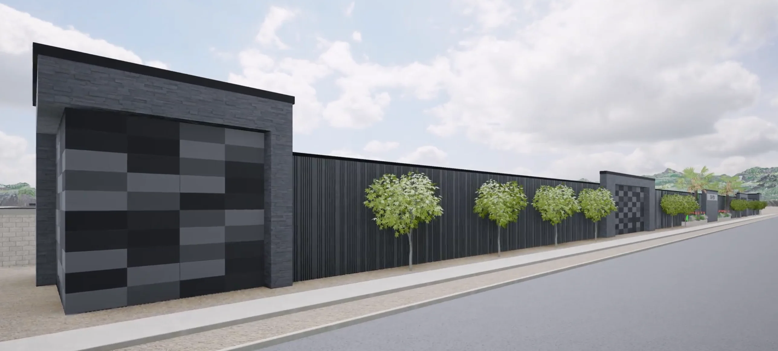 Conceptual rendering of the storage facility exterior along the street